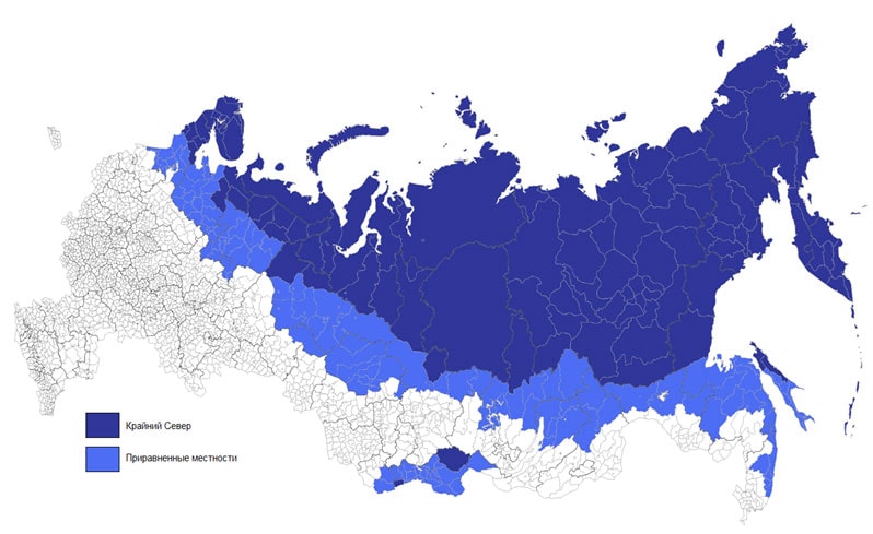 Карта крайнего севера с городами